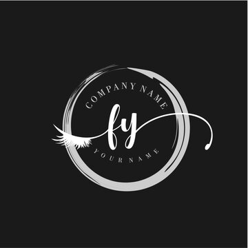 FY Elegant Circular Logo Design with Feather and Calligraphic Text