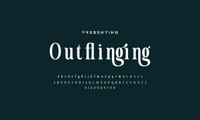 Luxury wedding alphabet letters font with tails. Typography elegant classic serif fonts and number decorative vintage retro concept for logo branding. vector illustration