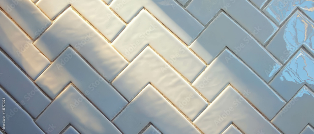 Aufkleber stylish herringbone pattern using subway tiles in a soft color palette for elegant interiors
