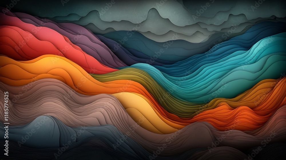 Poster captivating topographic rainfall map a hypnotic visualization of weather patterns and cascading cont