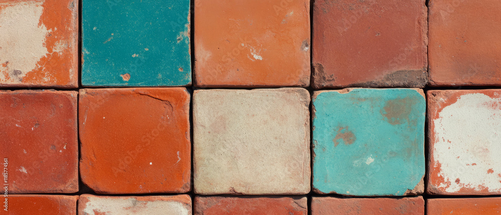 Poster warm terracotta tiles with rustic textures create an earthy ambiance for any space