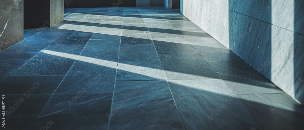 Aufkleber Modern thin rectangular tile pattern with sleek linear design and dramatic light play