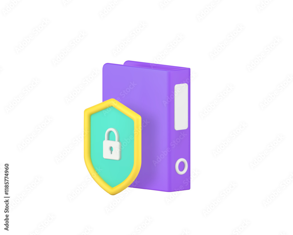Poster business document file data protection security storage 3d icon realistic vector illustration. datab