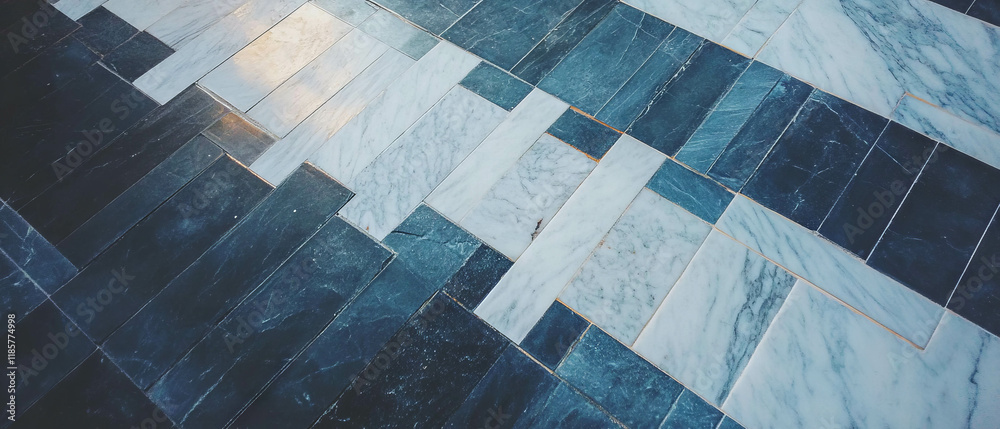 Poster Modern linear pattern of thin rectangular tiles in sleek design