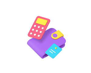 Financial budget calculating money wealth analyzing 3d icon realistic vector illustration. Accountancy debit credit earnings and expenses examining counting analysis banking finance statistic wallet
