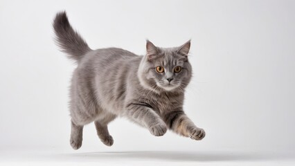 Obraz premium Lilac british longhair cat on grey background