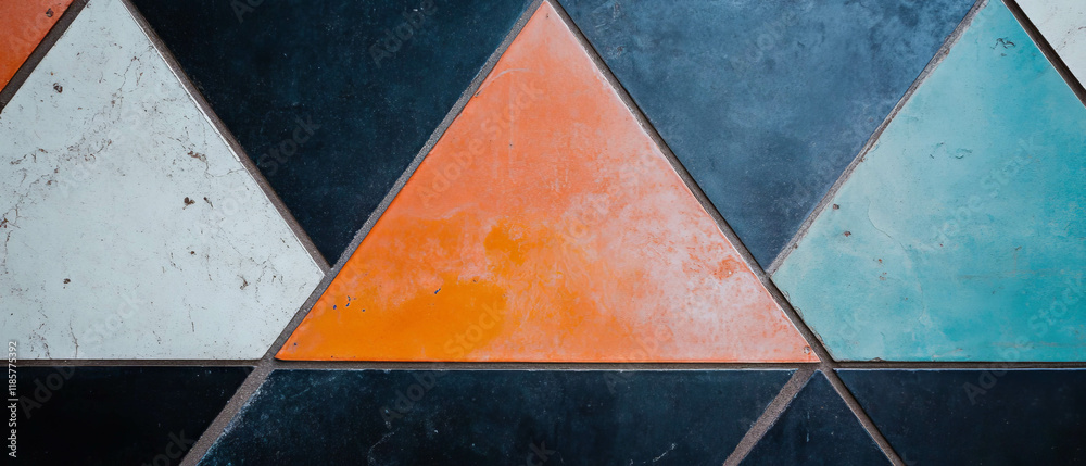 Poster Triangular tile geometric pattern showcasing bold colors and modern abstract design styles