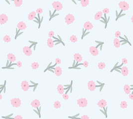 Japanese Cute Pink Flower Vector Seamless Pattern
