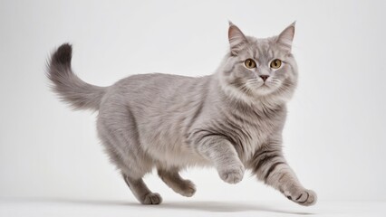 Obraz premium Lilac british longhair cat on grey background