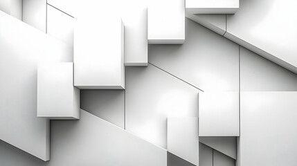 Fototapeta premium Abstract white geometric shapes, modern design, wall texture, background for presentation