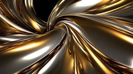 Abstract Gold and Silver Swirls  Luxury Metallic Background