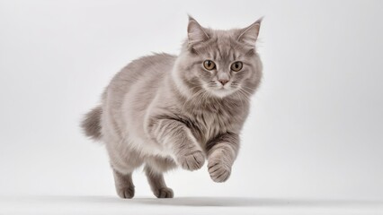 Fototapeta premium Lilac british longhair cat on grey background