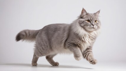 Obraz premium Lilac british longhair cat on grey background
