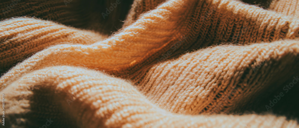 Poster warm woven fabric texture creating a cozy atmosphere in a peaceful setting