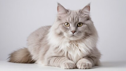 Obraz premium Portrait of Lilac british longhair cat on grey background