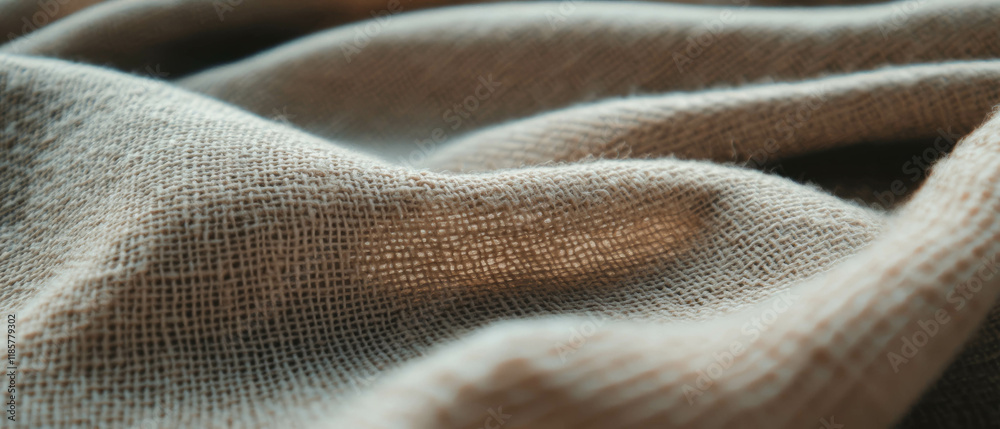 Poster Woven linen texture creating a calming atmosphere in a neutral color palette