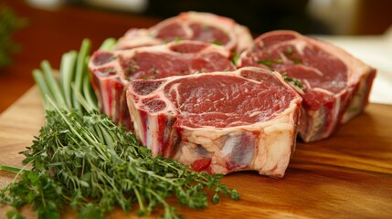 Fototapeta premium The basic ingredient for meat soup is fresh meat. it could be beef or bufallo meat or mutton or something else. To add flavor and to beautify the dish, you can add celery or chives.