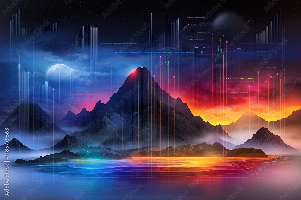 Poster dynamic fluid rainfall pattern data visualization of atmospheric weather conditions