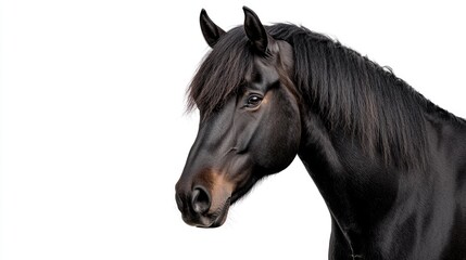Obraz premium Majestic black horse portrait studio setting animal photography minimalist background close-up equine beauty