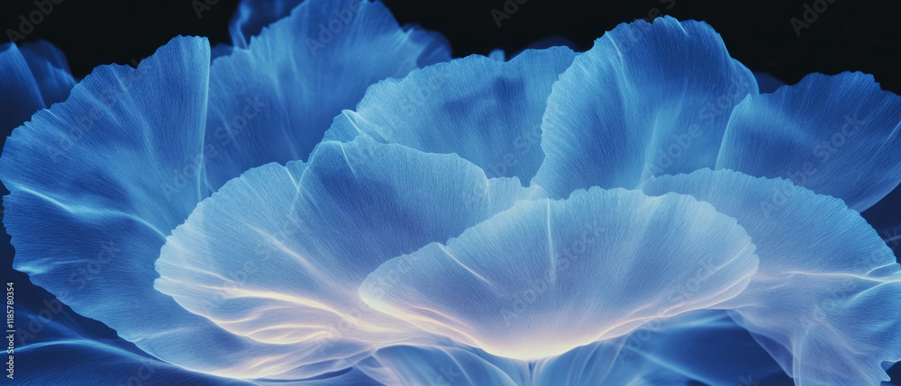 Poster x-ray view revealing intricate layers of carnation petals with delicate ruffled edges