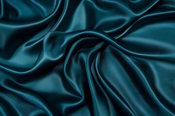 Obraz premium Teal silk fabric drapes, studio shot, smooth texture, background blur, design