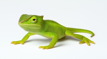 Obraz premium Exploring a vibrant green lizard's movement in nature close-up photography studio environment wildlife observation