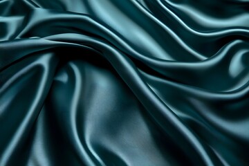 Obraz premium Teal silk fabric draped, studio shot, smooth texture, dark background, textile design