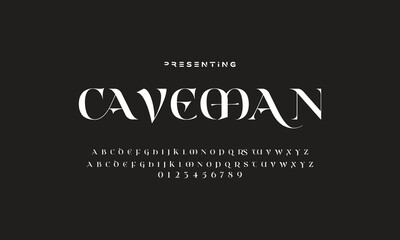 Luxury wedding alphabet letters font with tails. Typography elegant classic serif fonts and number decorative vintage retro concept for logo branding. vector illustration