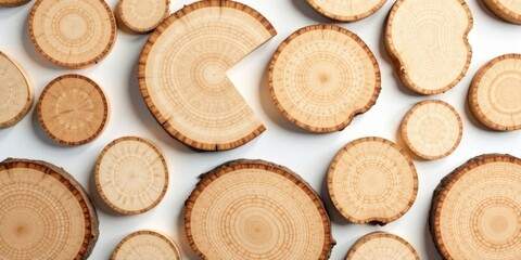 Collection of Natural Wood Cross Sections, Ideal for Crafts and Decorative Projects