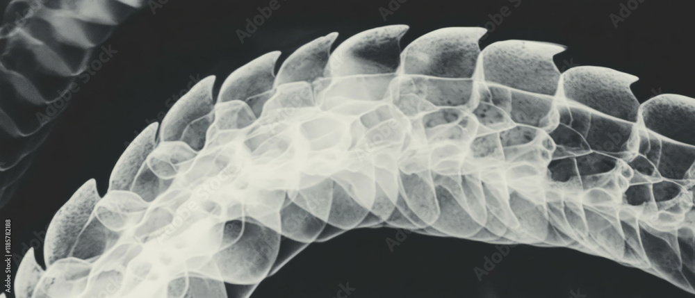 Fototapete x-ray showcasing intricate patterns of reptile scales and overlapping protective plates