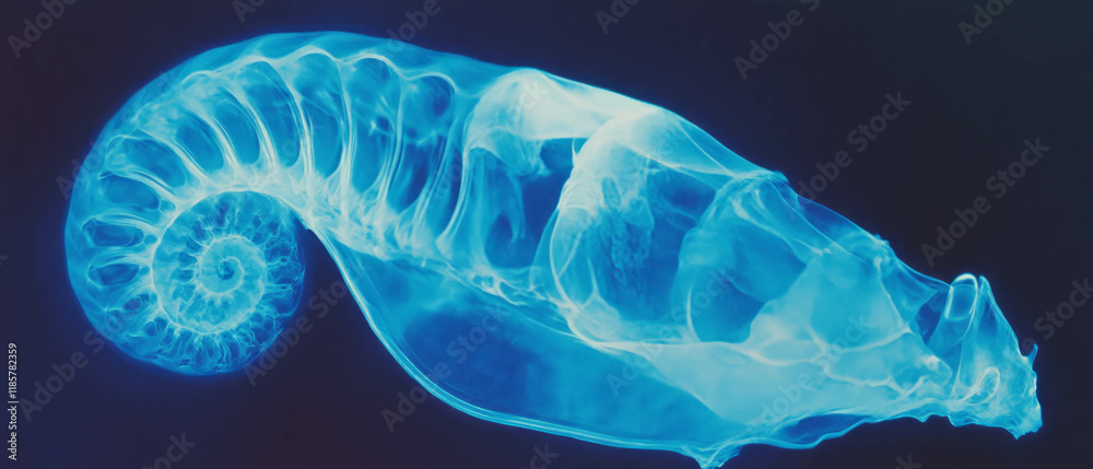 Aufkleber intricate x-ray revealing the spiral structure and hidden chambers of a seashell