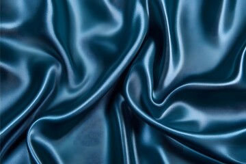 Obraz premium Teal silk fabric draped, textured folds, studio shot, background blur, textile design