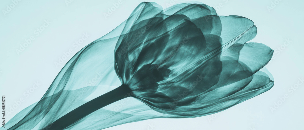 Poster x-ray of tulip bulb revealing hidden forms and organic structure in botanical art