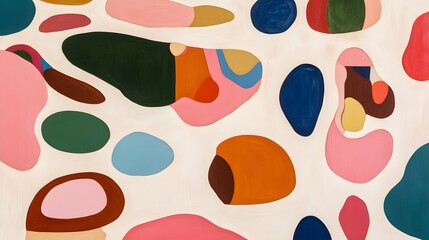 Abstract Organic Shapes  Colorful Modern Art Painting