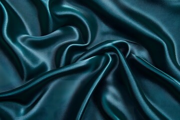 Obraz premium Teal silk fabric drapes, soft folds, studio background, textile design