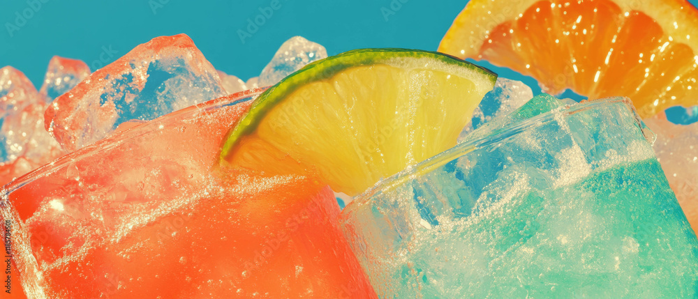 Aufkleber bright and refreshing frozen margarita pattern with crushed ice and citrus garnishes