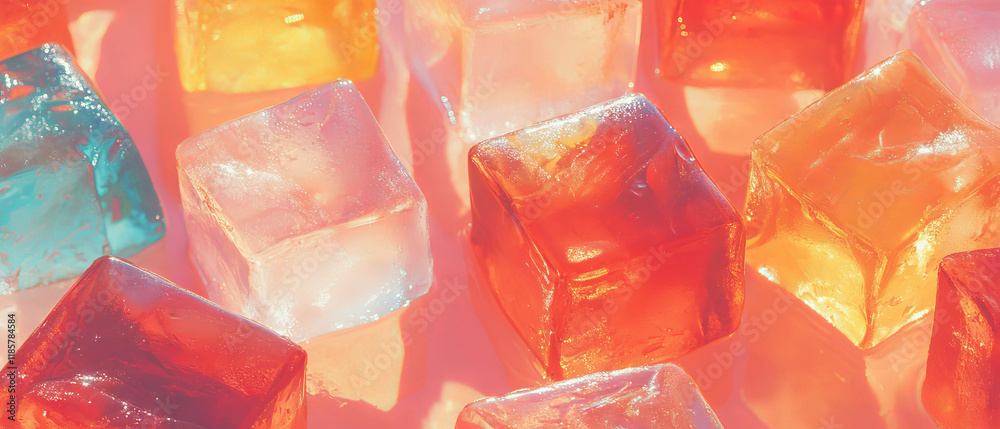 Poster colorful fruit punch and ice cubes create a vibrant party drink pattern for summer festivities