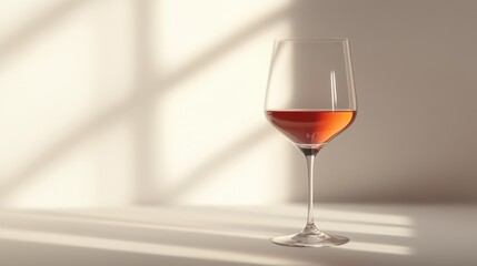 An elegant wine glass, half-filled with red wine, isolated on a white background, with soft lighting 
