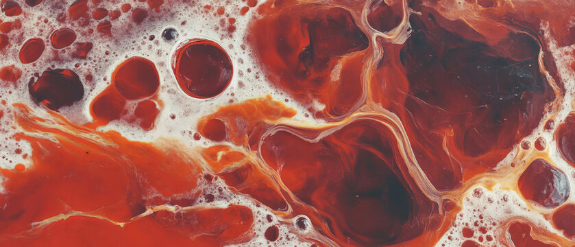 Seamless pattern texture of liquid bromine showcasing reddish-brown hues and toxic qualities
