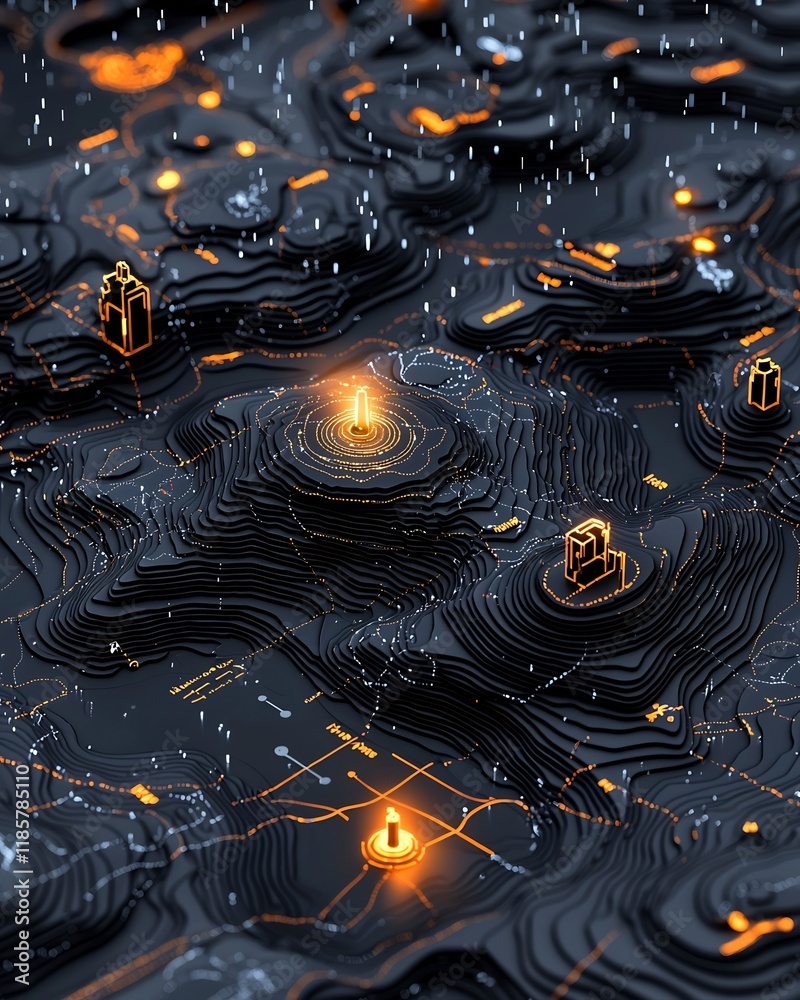 Poster enchanting detailed fluid rainfall map with stunning topographic visualization of weather intricate 