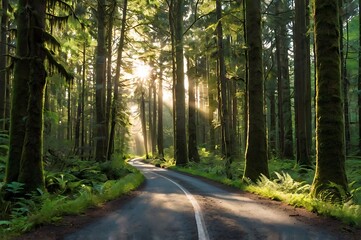 Obraz premium A beautiful serene green forest color images background