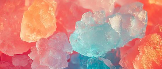 Colorful icy slush crystals create a refreshing summer treat texture pattern