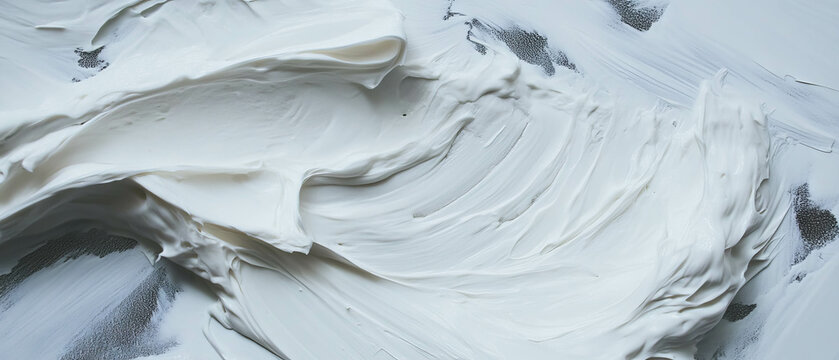 Thick white adhesive substance with a smooth, sticky texture spread across a surface