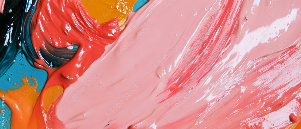 Poster colorful swirling paint texture creating an artistic and vibrant background
