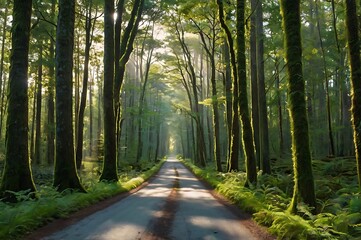 Obraz premium A beautiful serene green forest color images background