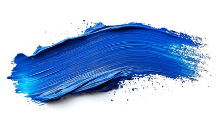 Blue paint brush stroke on white background