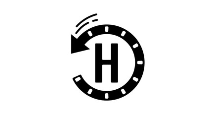 history symbol, black isolated silhouette