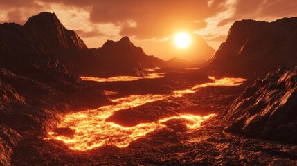 Fototapeta premium 3D rendering of a lava planet with fiery features