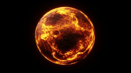 Fototapeta premium 3D rendering of a lava planet with fiery features