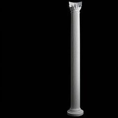 White isolated single column on black background